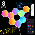 lampe murale hexagonale multicolore modulaire télécommande application moderne portable adjustable folding