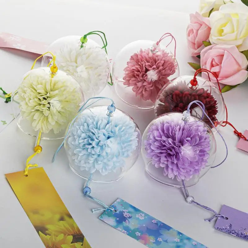 boule vent transparente fleur artificielle moderne crochet métallique corde résistante couleur bleue rose blanche