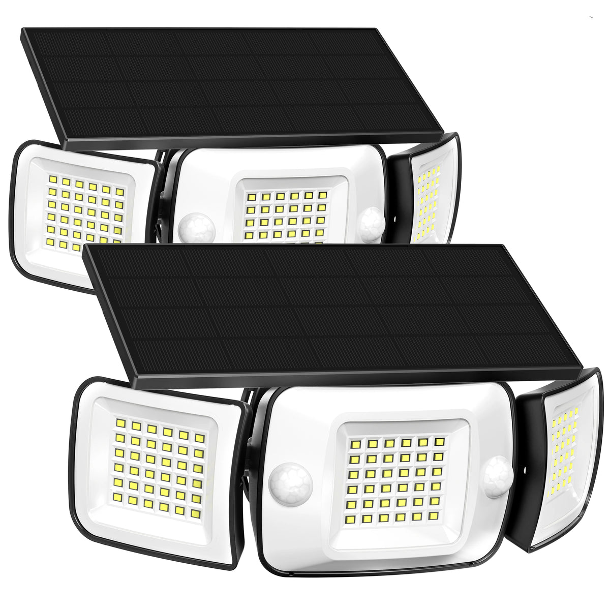 projecteur solaire extérieur moderne capteurs mouvement panneau solaire large angle ip65 led blanc noir