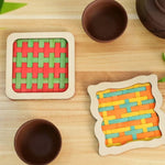 coasters tissés bambou multicolores traditionnels faits main opaques pack diy