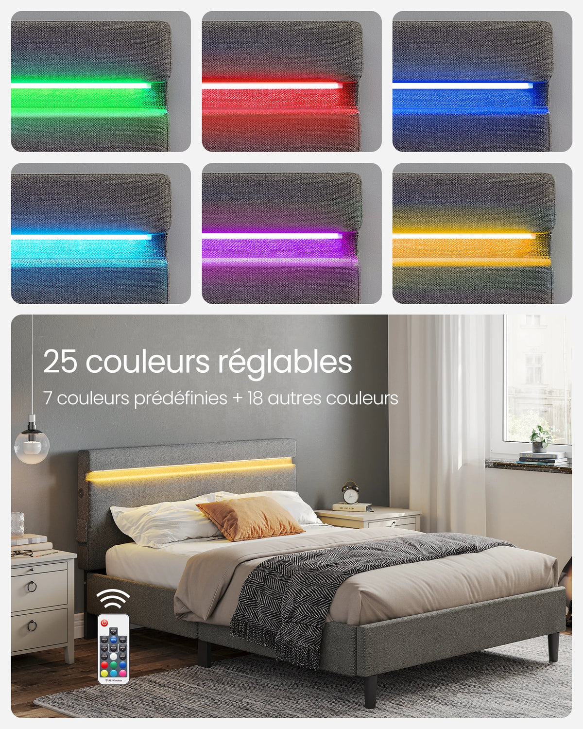 Ports USB et Type-C intégrés dans le côté de la tête de lit