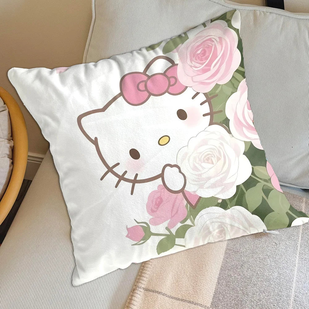 housse coussin carré hello kitty motif fleurs lapin ours coeurs chaussettes polyéstère decorative lit