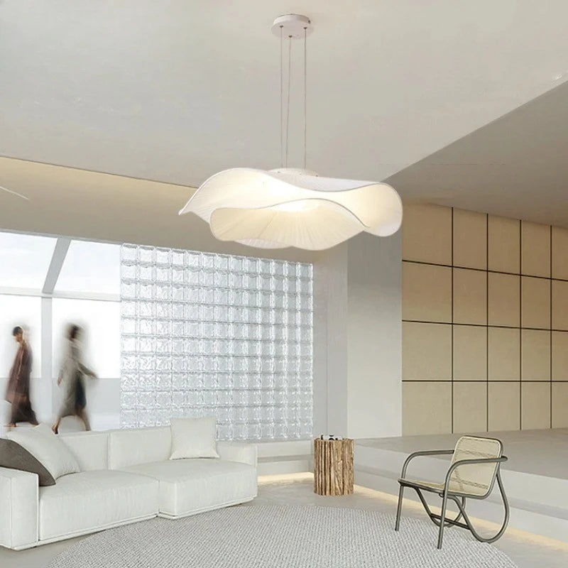 suspension lumineuse moderne blanche plissée opaque tringle led chambre salon