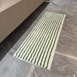 tapis moderne blanc vert rayures antidérapant salle bain buanderie entrée minimaliste non glissant machine