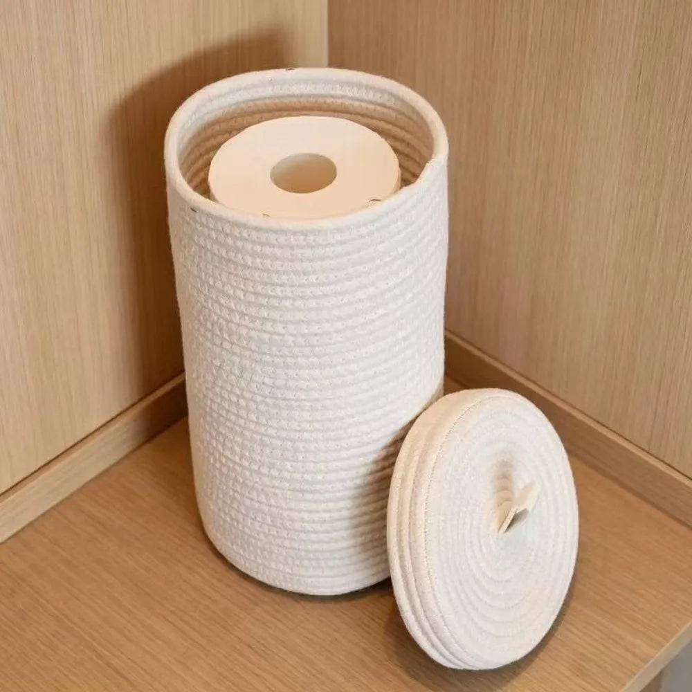 corbeille linge tissée coton blanc beige moderne rustique respectueuse environnement couvercle poignée