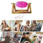 support rangement laine bois rustique multicolore tricot artisanal fixations métalliques aiguilles pelotes étiquettes cadeaux