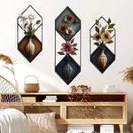 décoration murale moderne fleurs stylisées vases autocollants muriaux multicolores