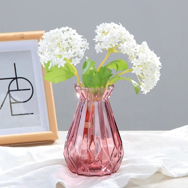 vases verre transparent diamant rose bleu gris vert moderne