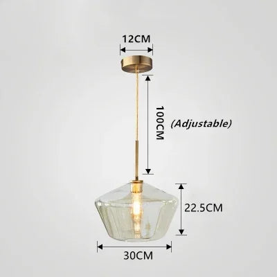 lampe suspendue moderne transparente chaîne dorée ampoule incluse flux lumineux variable certifications multiples sécurité