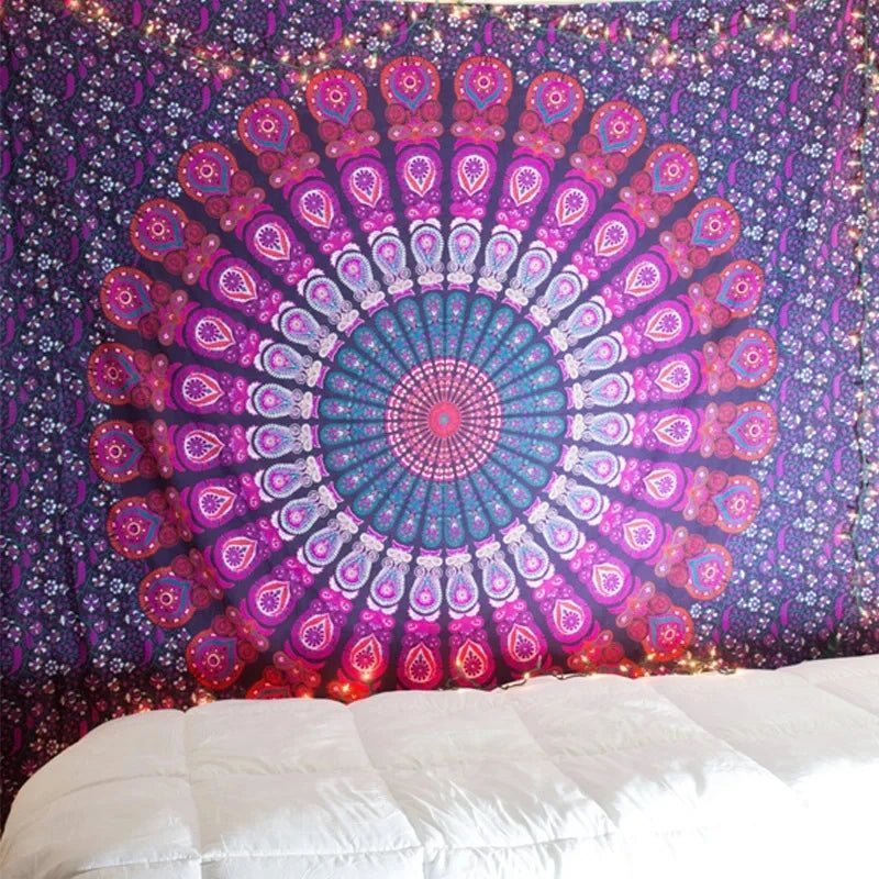 tapisserie murale bohème mandala fleurs ethnique décoration intérieur salon tissu décoratif hippie vintage