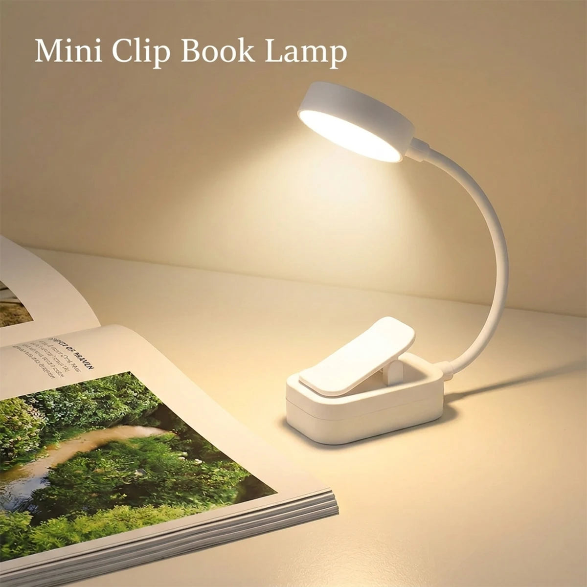 lampe lecture pince rechargeable anti lueur bleue températures luminosité flexible moderne blanc mat