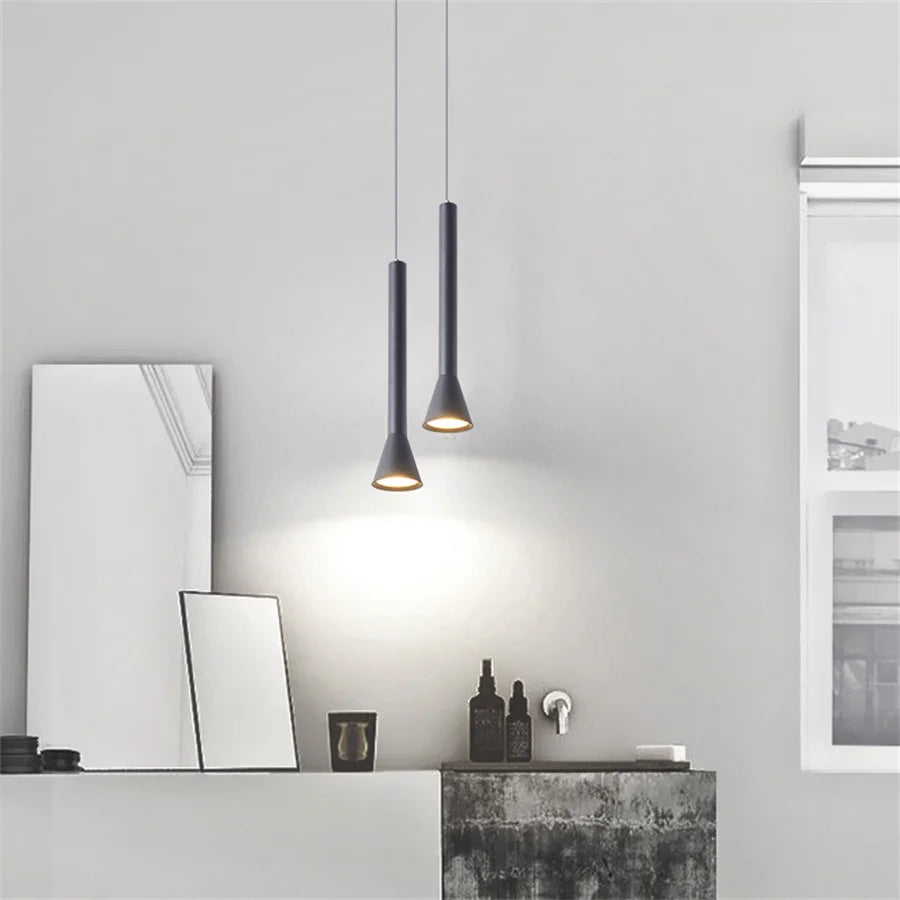 Lampes suspendues modernes cylindriques cloche noir blanc minimaliste chambre salon étude