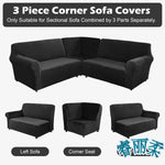 housse canapé d'angle velours noir moderne élastique lavable accueil places
