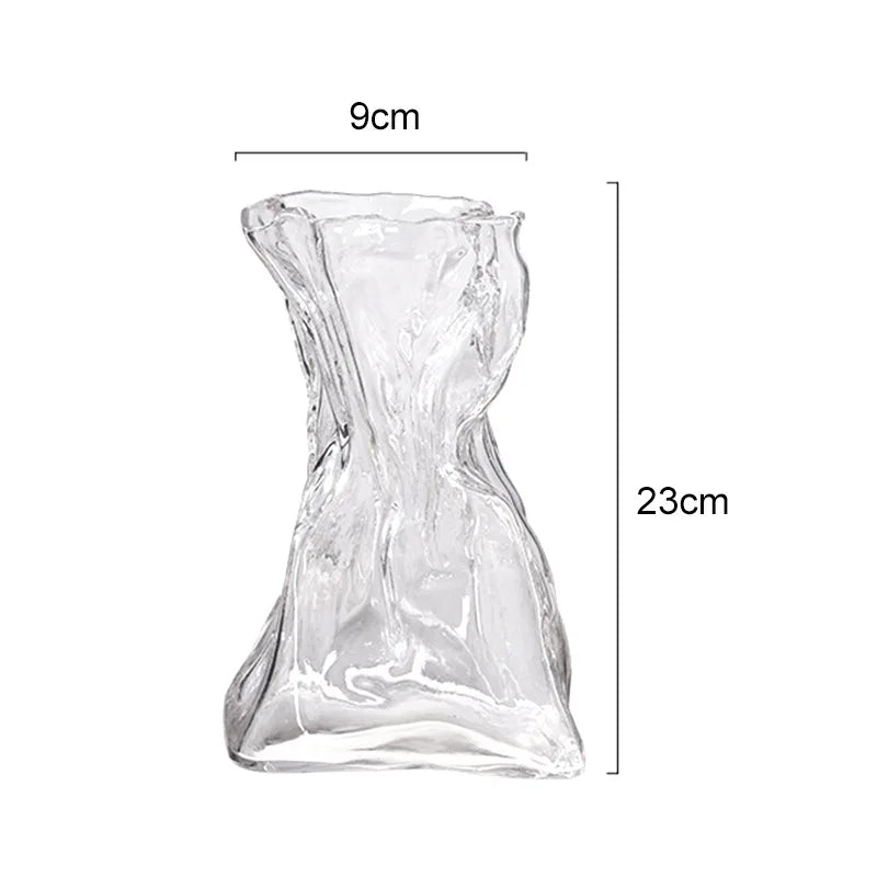 vase transparent moderne verre table décoration intérieur 9cm 23cm fleurs artificielles