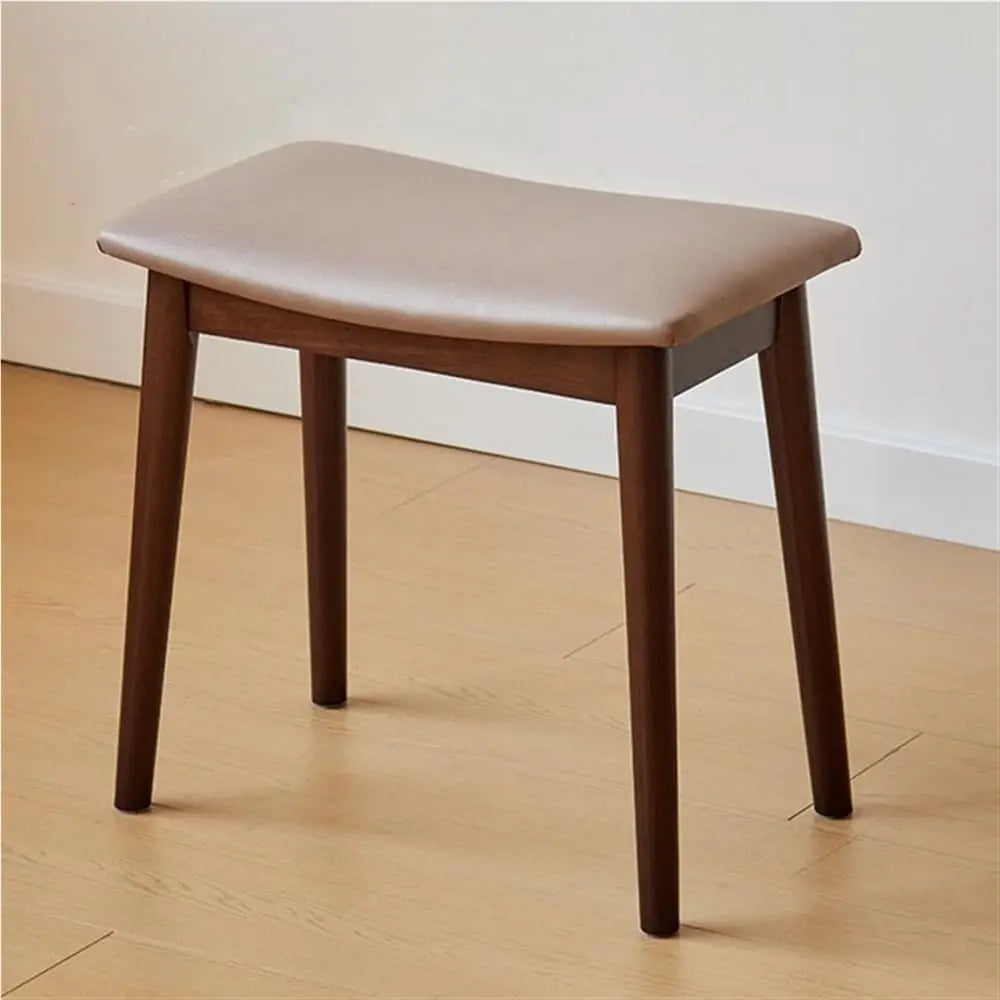 tabouret moderne simili cuir bois marron foncé beige clair maison salon maquillage piano vanité