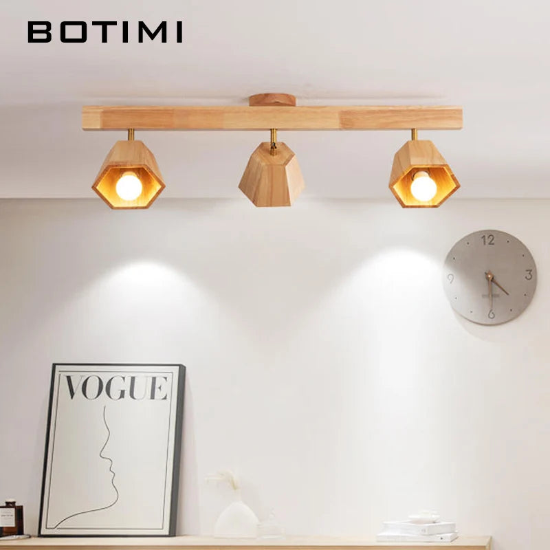 spots lumineux bois massif led moderne finition brillante éclairage quotidien murale 220v scandinave