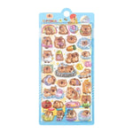 sticker 3d kawaii relief dessins animés lapins fruits opaques rose bleu blanc