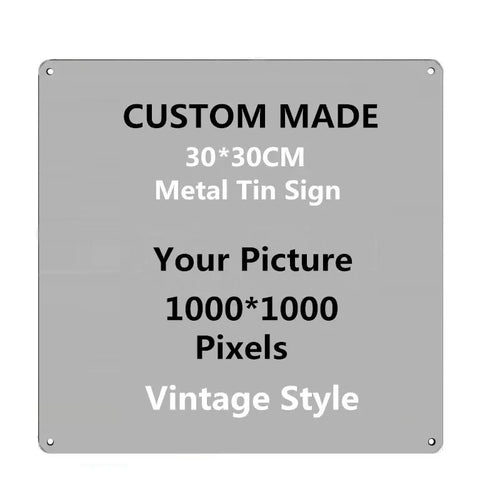 plaque métallique personnalisable vintage 30x30cm gris texture métallique arrondie