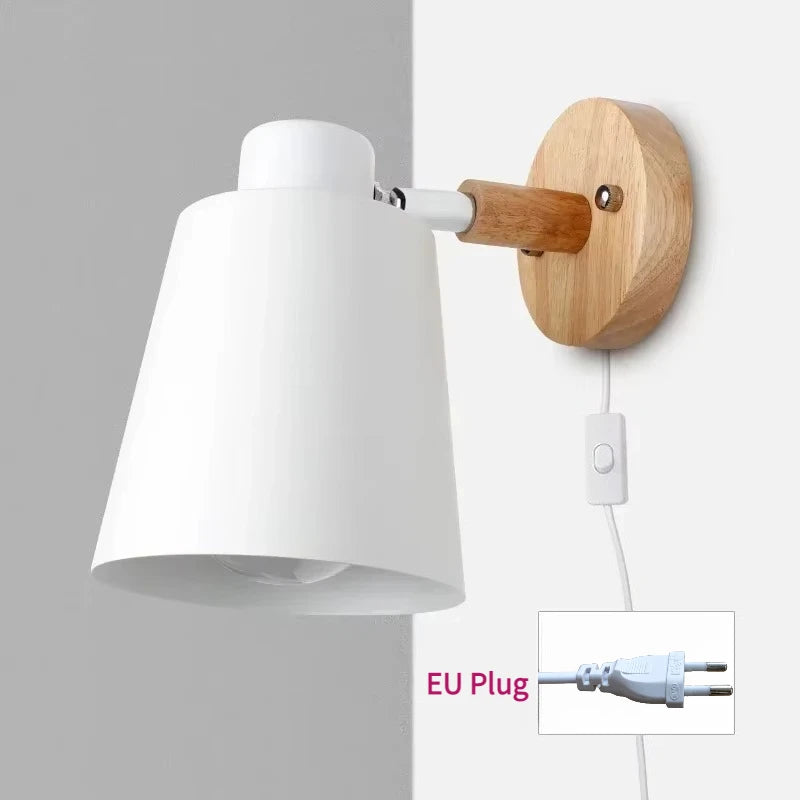 lampe murale moderne gris noir vert jaune blanc conique mate câble électrique prise interrupteur