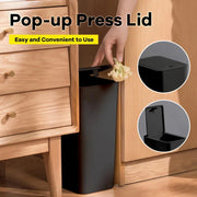 Poubelle de salle de bain 10L avec couvercle pop-up - Corbeille à déchets élégante pour toilette et chambre