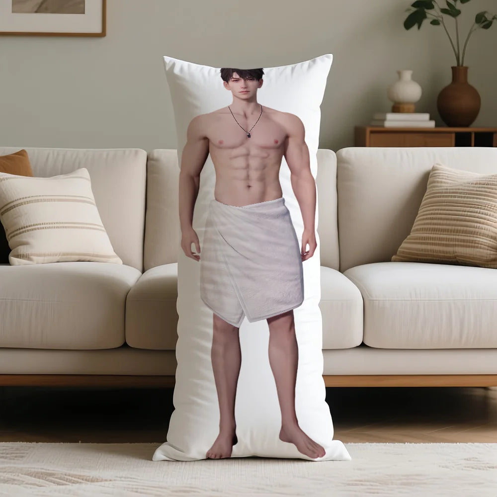 coussin moderne blanc personnage masculin serviette chaîne non toxique respectueux environnement 51x137CM