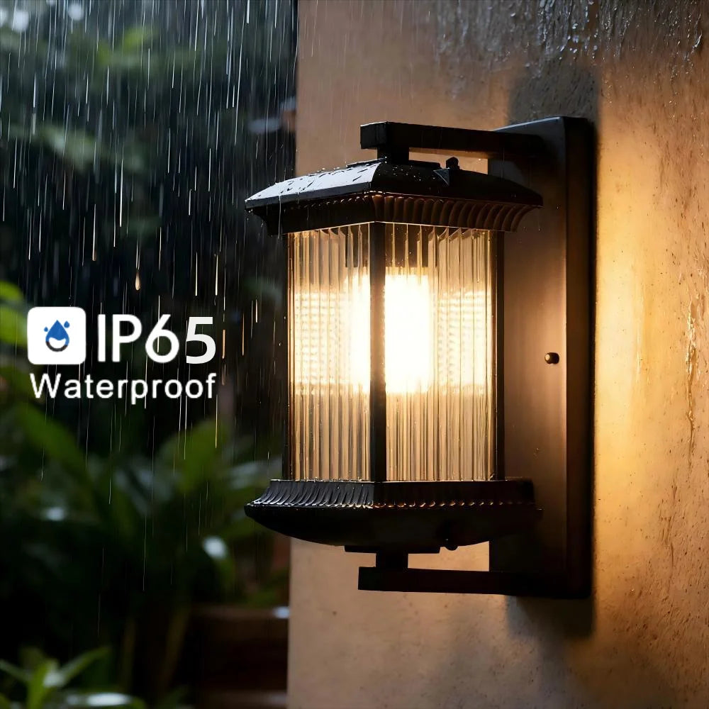 lumière murale extérieure ip65 étanche led aluminium noir classique rustique fixations murales éclairage maison