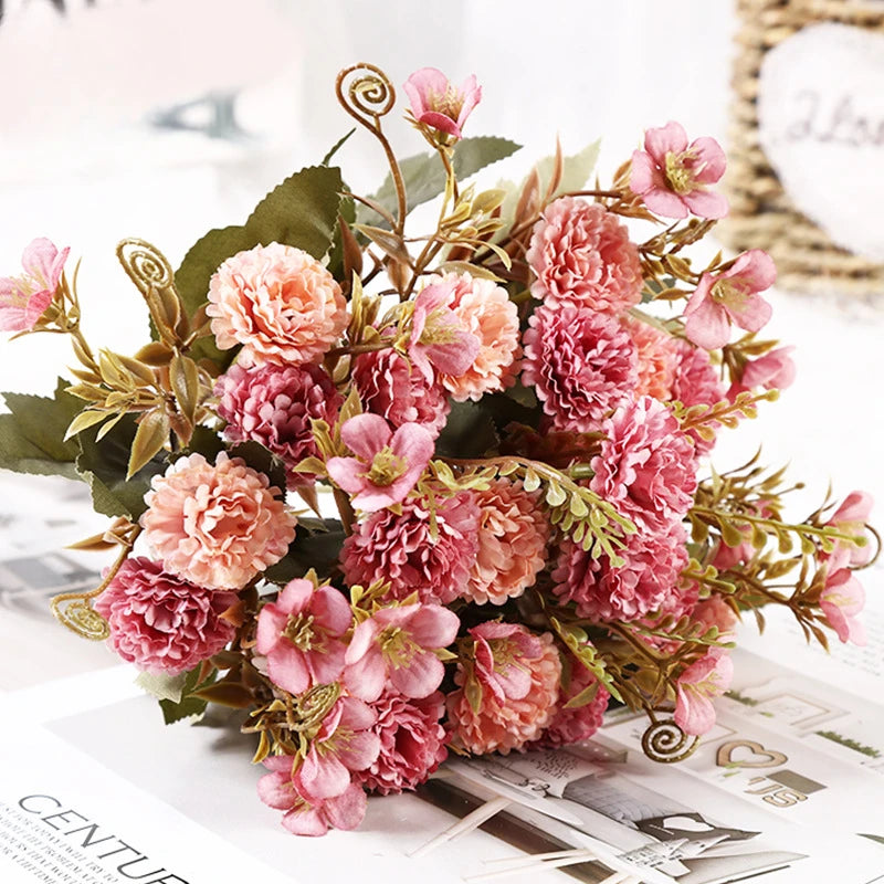 bouquets artificiels roses fleurs soie décoratives intérieur mariage festive engagement