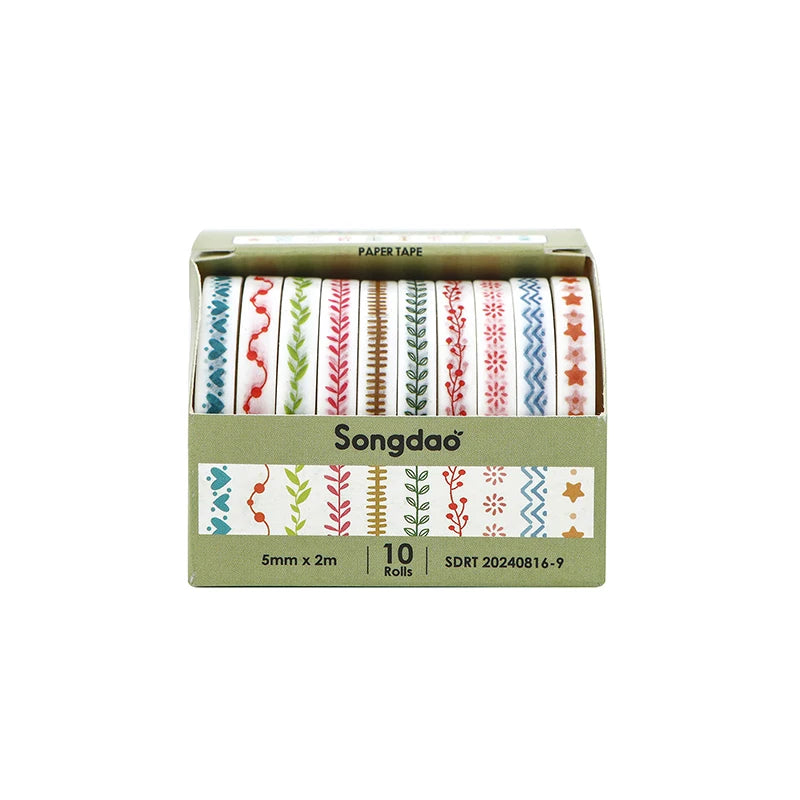 ruban decoratif moderne graphique couleurs vives motifs geometriques rayures triangles points zigzag feuilles adhésif