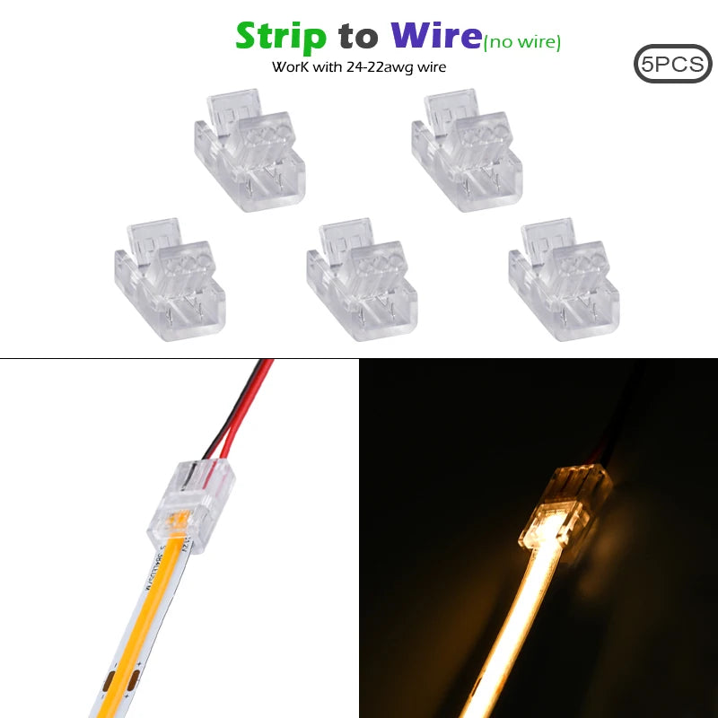 ruban led jaune clips câbles moderne transparent 8mm ip20 ip65 led cob 2835 smd