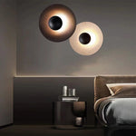 applique murale contemporaine dorée noire led fixée mur ronde lisse
