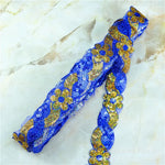 ruban décoratif dentelle sequins fleurs 4cm bleu vert rouge rose or argent partie