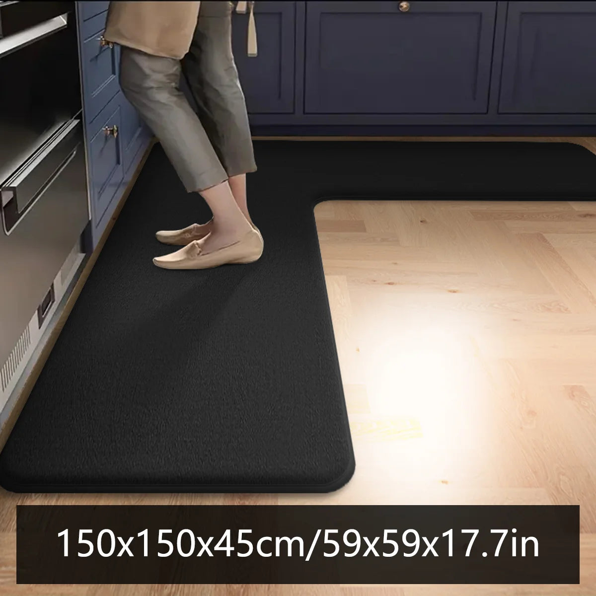 tapis sol antidérapant gris foncé moderne uni doux cuisine salle bain porte chambreintérieur