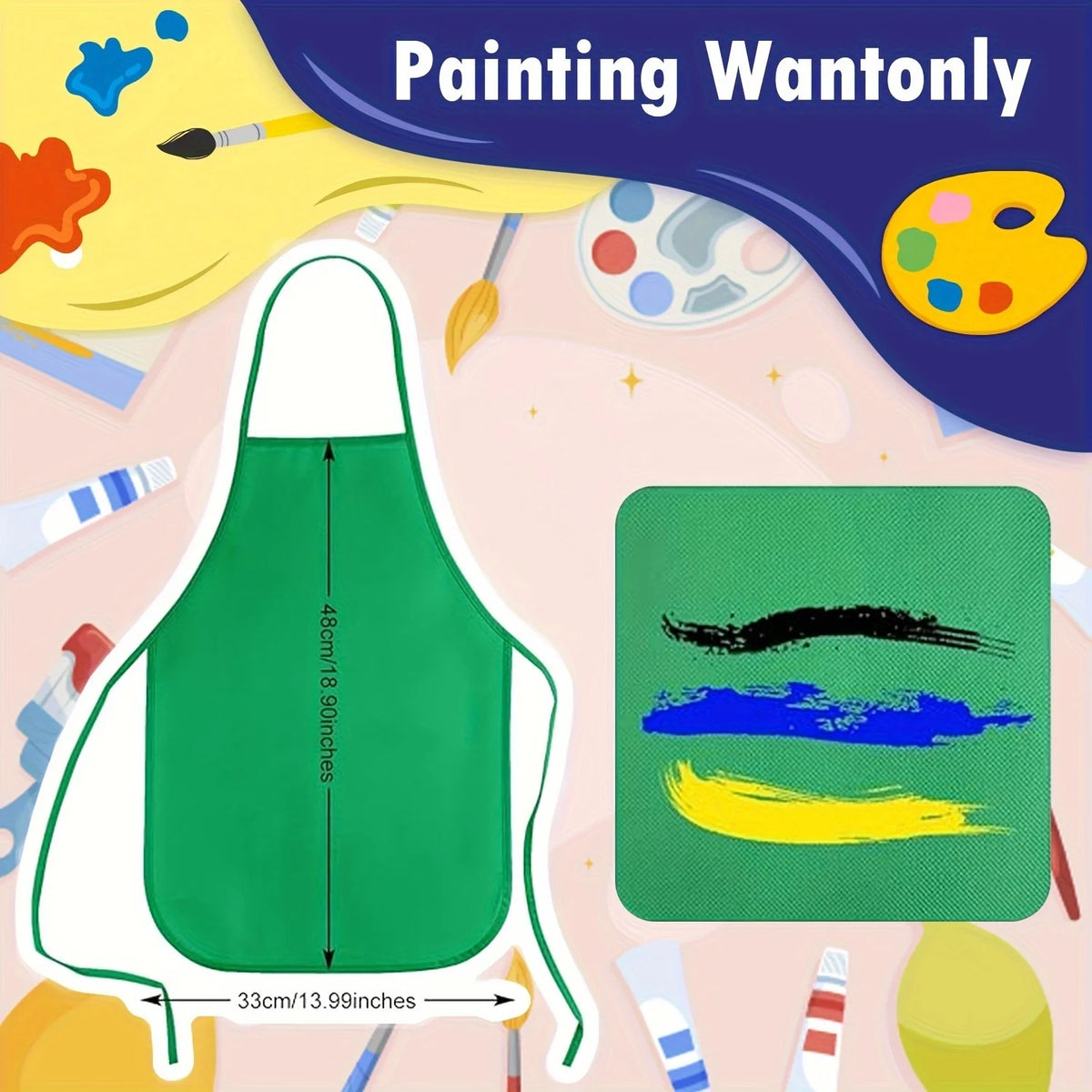 tablier enfant multicolore jetable poche élastique ajustable peinture cuisine activités unis Blanc