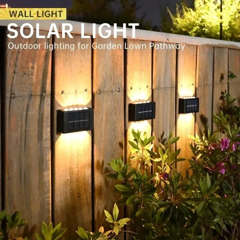 lampe murale solaire led moderne extérieure décoration jardin lumière jaune bleu