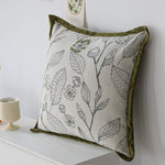 coussin décoratif moderne 45x45cm motif floral noir blanc vert olive beige clair