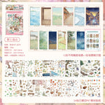 sticker book floral illustration chat paysage anti stress diy enfants activités mignon vintage