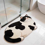 tapis bain forme chat doux moelleux antidérapant absorbant séchage rapide décoration maison gris blanc