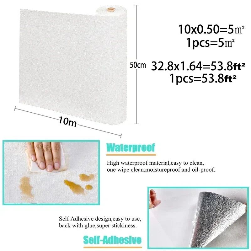 Papier peint autocollant 3D lin noir pour chambre