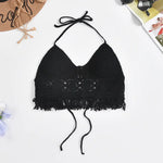 gilet boho chic multicolore coton polyester crocheté opaque collier chapeau