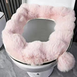 couvre siège toilette fourrure synthétique gris blanc rose adhésif confortable doux