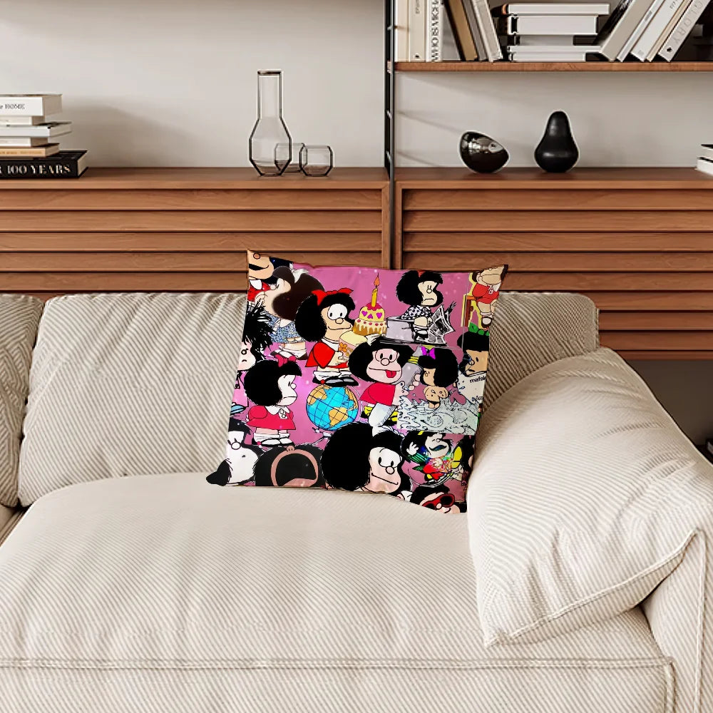taie d'oreiller animée rose bleu gris moderne 40x40cm 45x45cm 50x50cm 60x60cm pop art personnages