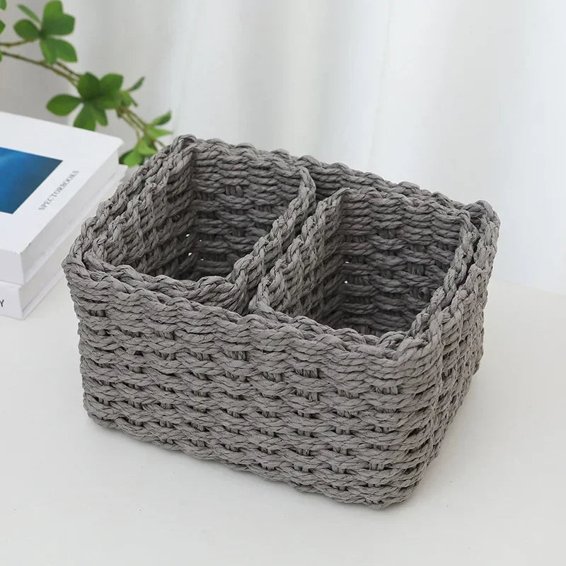 paniers rangement tissés osier moderne beige gris blanc multifonctionnelsiauxreuseststockagebureau