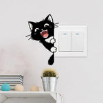 stickers murals chats dessin animé adhésifs noirs souriants salle opaques pvc enfants chambrecoration nocturne