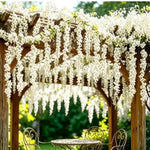 guirlande fleurs artificielles rose blanche extérieur décoration romantique occasion fête clips ruban support