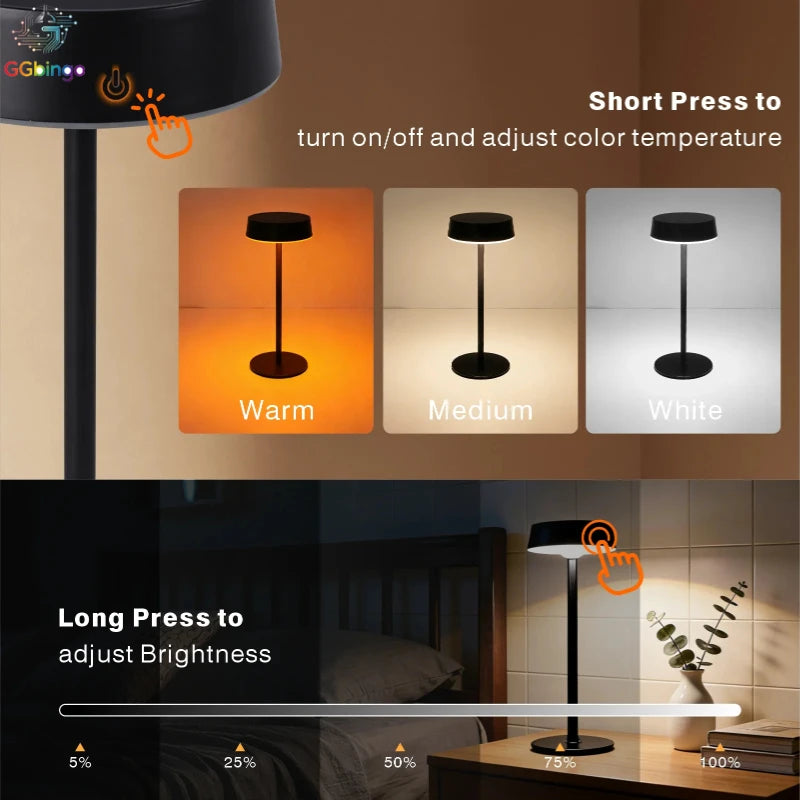 lampe table moderne rechargeable solaire usb tactile noir blanc