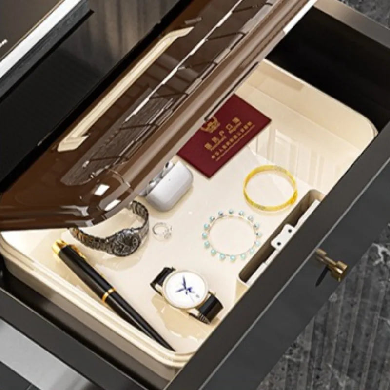 boîte rangement bijoux serrure combinaison moderne beige rayures poignée storage boxABS