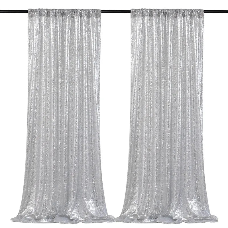 rideau paillettes or argent élégant festif polyester panneaux 8ft transparent événement