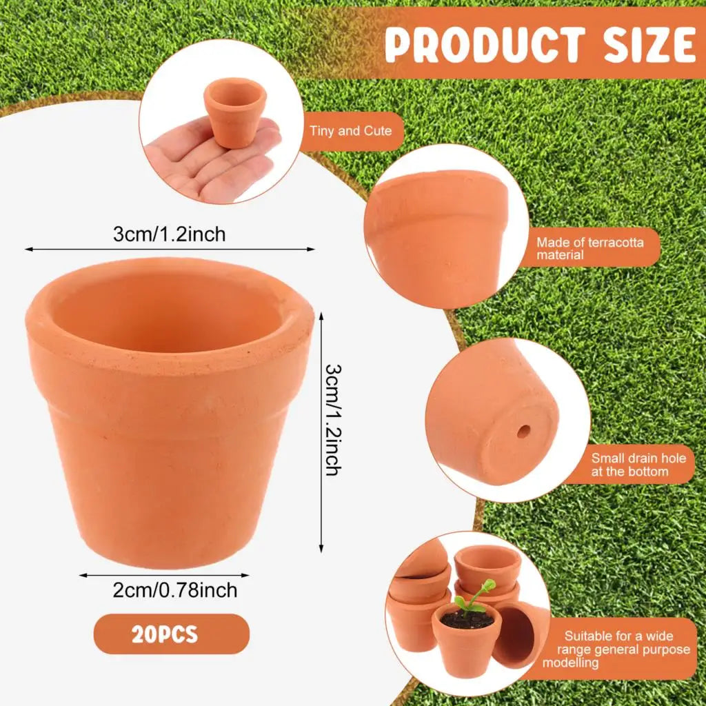 pots céramique miniatures plantes succulentes cactus rustique jardinage diy 3cm orange terracotte