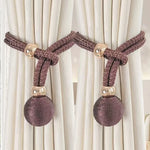 rideaux sangles ajustables pendentif boule dorée attache simple moderne coton polyester beige gris marron