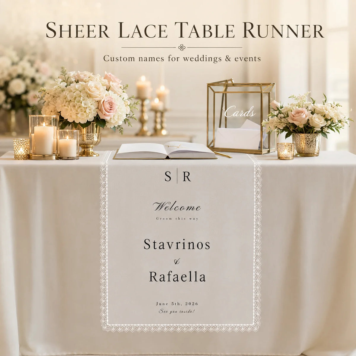 nappe table dentelle élégante blanc cassé mariage champêtre semi transparent festive